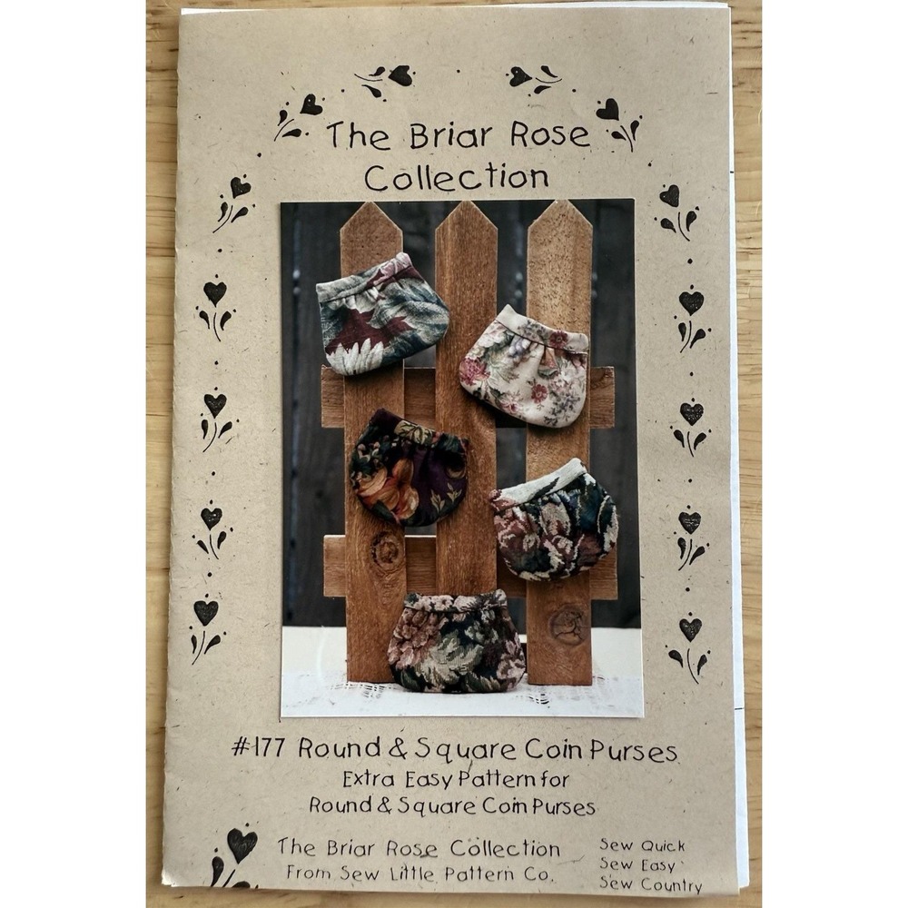 The Briar Rose Collection Craft Pattern ~ Round & Square Coin Purses ~ Uncut
